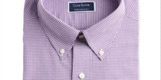 Camisa social masculina Club Room Classic Regular Fit Performance Mini Gingham Roxa Tamanho 16X34X35
