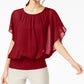 Blusa feminina com mangas esvoaçantes JM Collection, vermelha, tamanho X-S