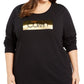 Calvin Klein Plus Logo Print Sweatshirt Feminino Preto Tamanho 3X