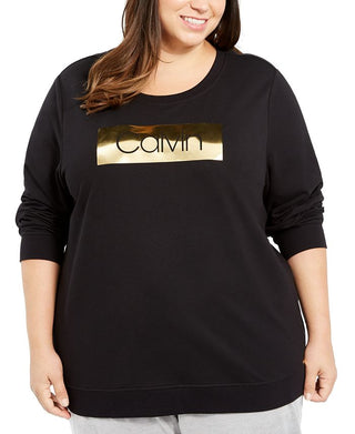 Calvin Klein Plus Logo Print Sweatshirt Feminino Preto Tamanho 3X