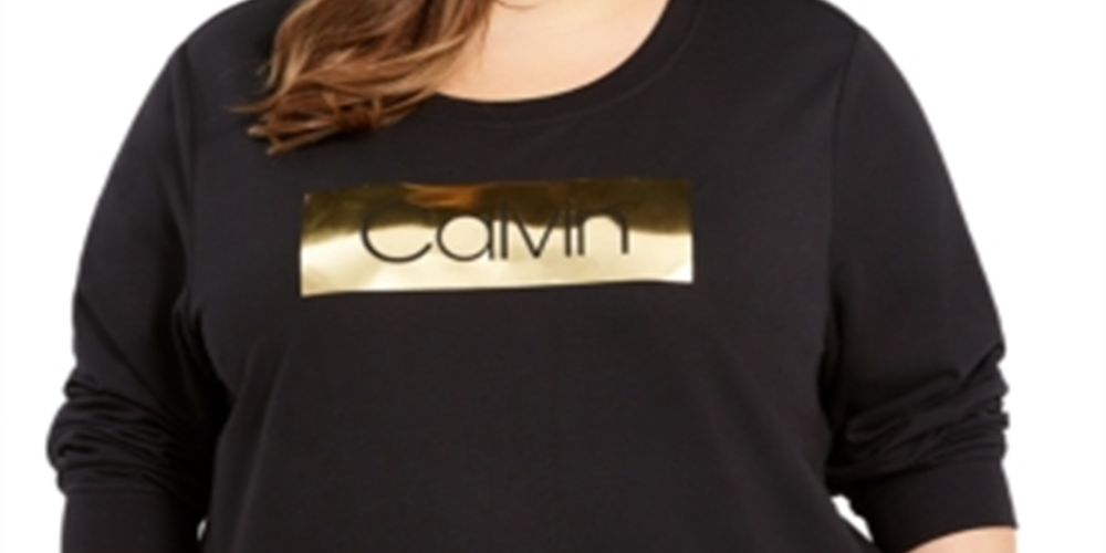 Calvin Klein Plus Logo Print Sweatshirt Feminino Preto Tamanho 3X
