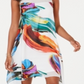Vestido trapézio estampado de chiffon Robbie Bee para mulheres - Branco, tamanho 10 P