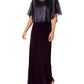 Vestido longo feminino com mangas de capa metálicas da Connected Apparel, roxo, tamanho 10