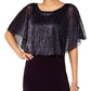 Vestido longo feminino com mangas de capa metálicas da Connected Apparel, roxo, tamanho 10