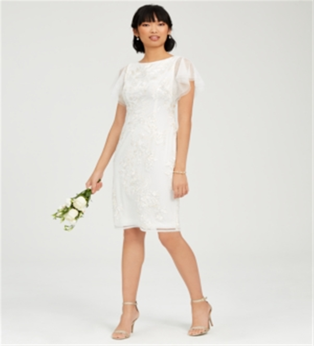 Vestido tubinho floral bordado Adrianna Papell feminino, branco, tamanho 2