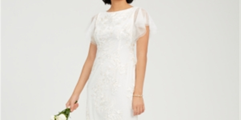 Vestido tubinho floral bordado Adrianna Papell feminino, branco, tamanho 2