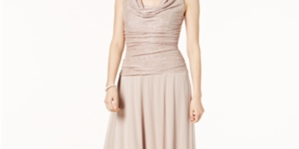 Vestido feminino R &amp; M Richards com babados e drapeado, marrom, tamanho 14