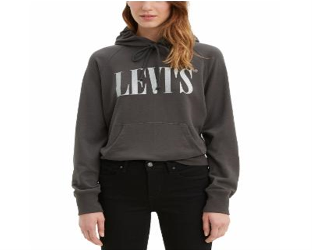 Moletom com capuz esportivo gráfico feminino Levi's, preto, tamanho X-S