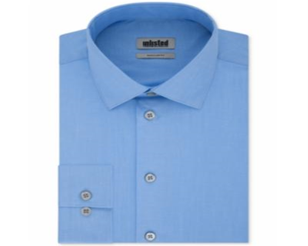 Camisa social masculina Kenneth Cole Regular Fit Solid Azul Tamanho G