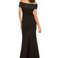 Vestido de cetim feminino Eliza J com laço e ombro de fora, preto, tamanho 14