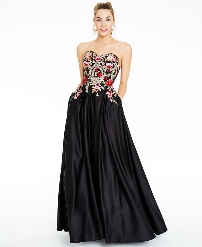 Vestido de baile infantil Blondie Nites com frente bordada e costas espartilho, preto, tamanho 9