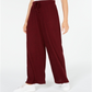 Calça casual feminina Hippie Rose com nervuras e pernas largas, vermelha, tamanho médio