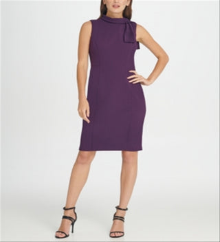 Vestido tubinho com amarração no pescoço feminino DKNY, roxo, tamanho 14