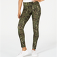 Leggings elásticas florais femininas Planet Gold, verde, tamanho M
