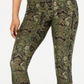 Leggings elásticas florais femininas Planet Gold, verde, tamanho M