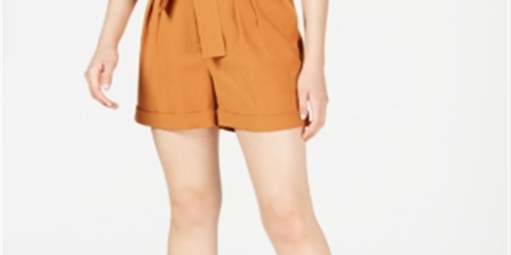 Shorts de crepe com cinto Bar III feminino marrom tamanho 14