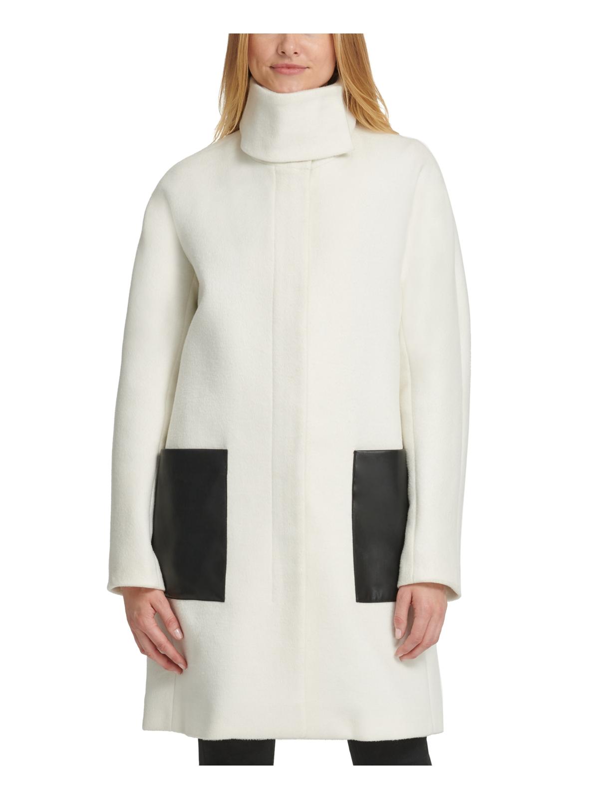 Casaco longo de inverno feminino DKNY para clima frio, branco, tamanho médio