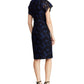 Vestido feminino Ralph Lauren com renda bordada, manga pétala, decote em V, comprimento até o joelho, azul, tamanho 4