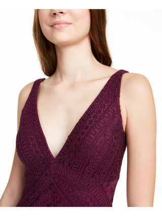 Vestido de festa feminino Jump com decote em V e comprimento total, roxo, tamanho 1/2