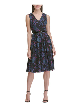 Vestido Tommy Hilfiger Feminino com Cinto Bordado, Ajuste e Flare, Preto, Tamanho 6