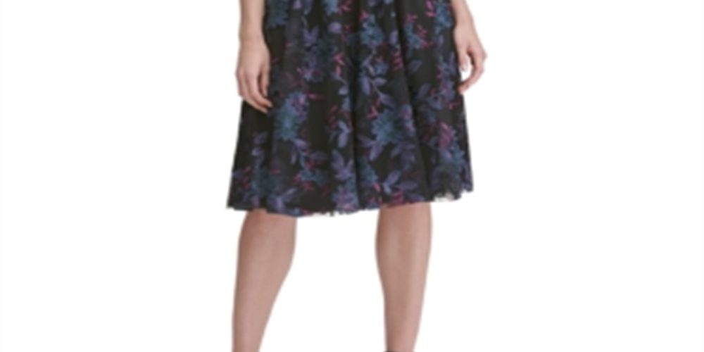 Vestido Tommy Hilfiger Feminino com Cinto Bordado, Ajuste e Flare, Preto, Tamanho 6