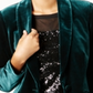 Blazer de veludo feminino INC International Concepts, verde, tamanho pequeno S
