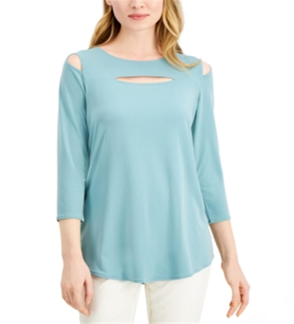 Blusa feminina Alfani com recorte frontal e ombros descobertos - Verde, tamanho X-G