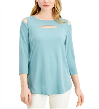Blusa feminina Alfani com recorte frontal e ombros descobertos - Verde, tamanho X-G