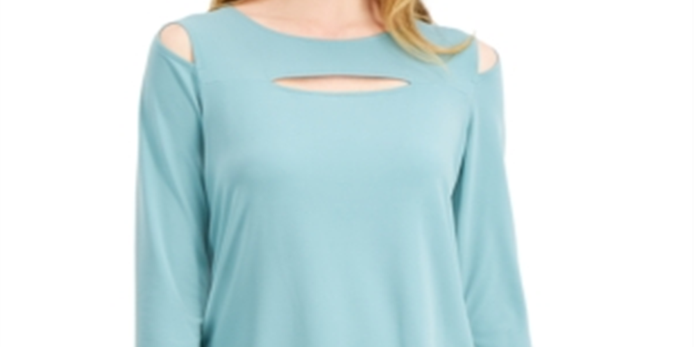 Blusa feminina Alfani com recorte frontal e ombros descobertos - Verde, tamanho X-G