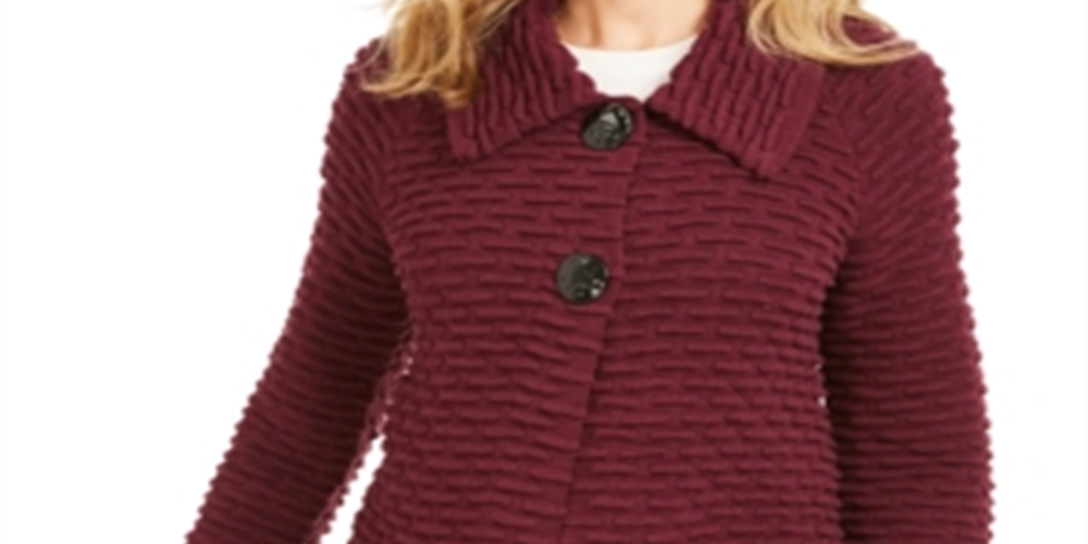 Jaqueta suéter texturizada feminina JM Collection para festa de fim de ano, roxa, tamanho XX-G