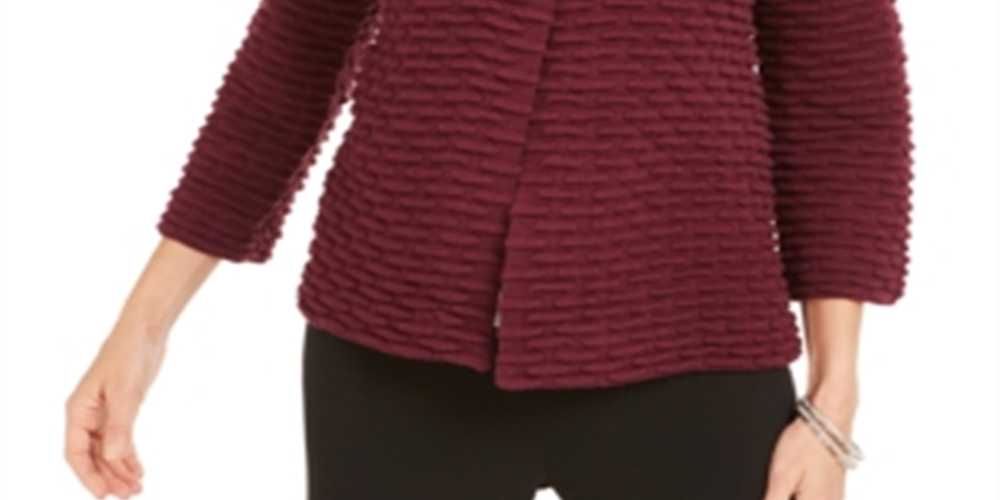 Jaqueta suéter texturizada feminina JM Collection para festa de fim de ano, roxa, tamanho XX-G