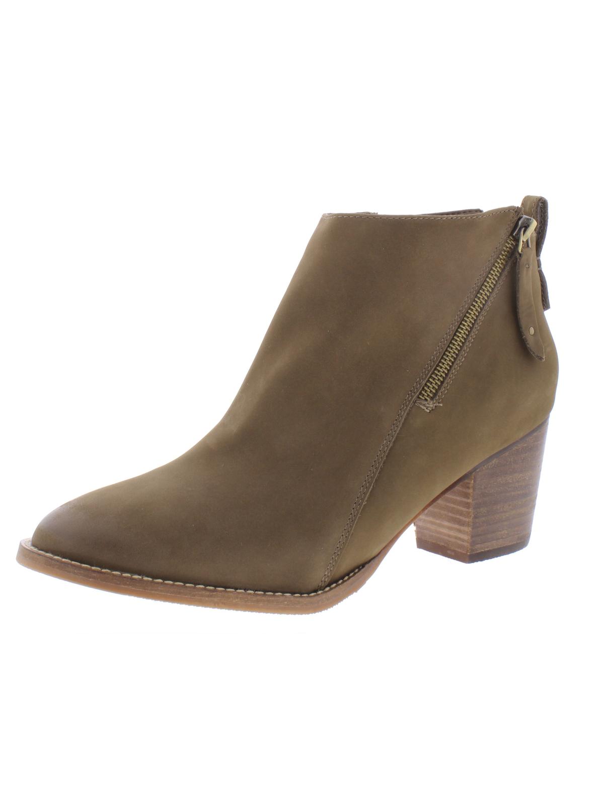 Botas de couro femininas Aqua College, à prova d'água, com puxador traseiro, zíper confortável, bico redondo, salto bloco, zíper, tamanho 8,5 M