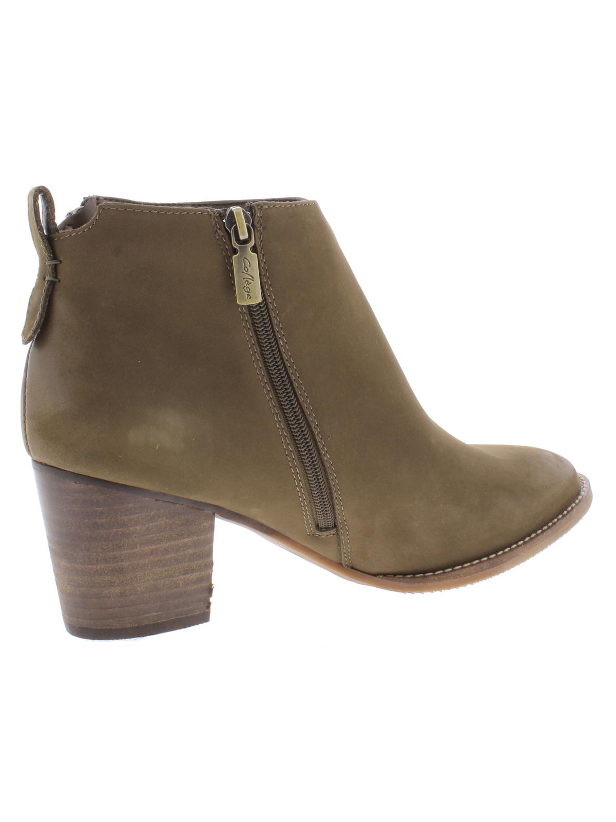 Botas de couro femininas Aqua College, à prova d'água, com puxador traseiro, zíper confortável, bico redondo, salto bloco, zíper, tamanho 8,5 M