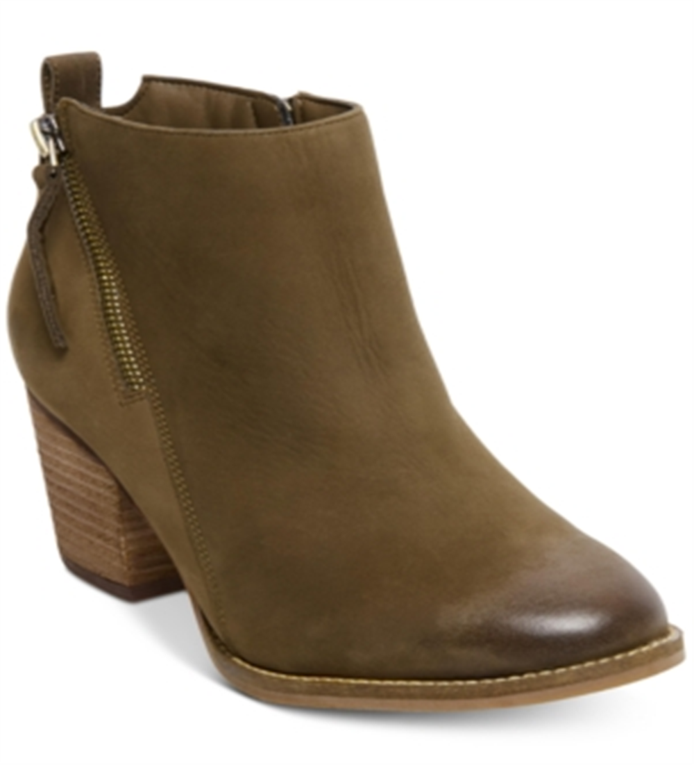 Botas de couro femininas Aqua College, à prova d'água, com puxador traseiro, zíper confortável, bico redondo, salto bloco, zíper, tamanho 8,5 M