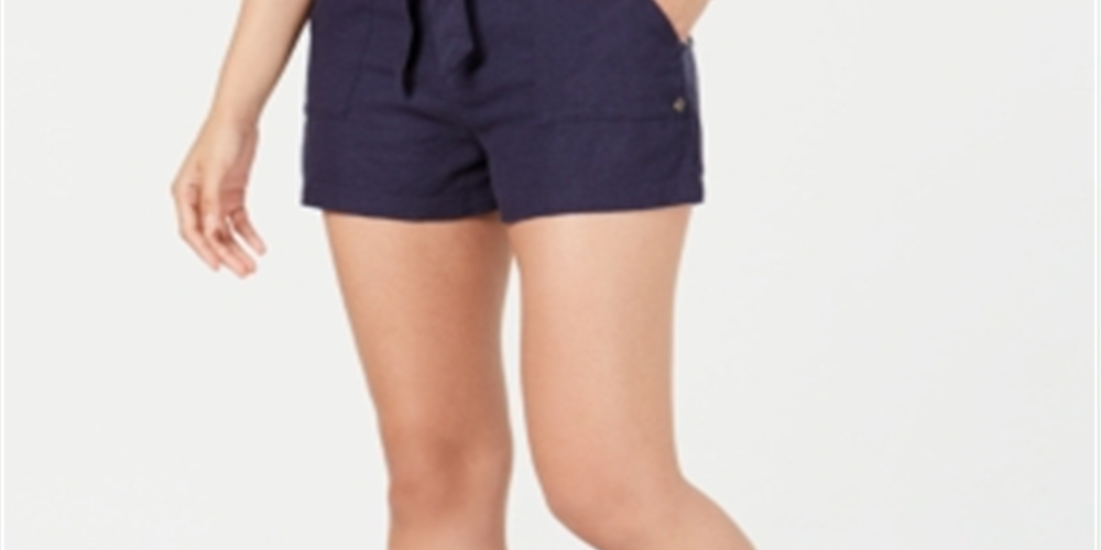 Shorts Roxy Junior's com cinto Paperbag azul tamanho grande