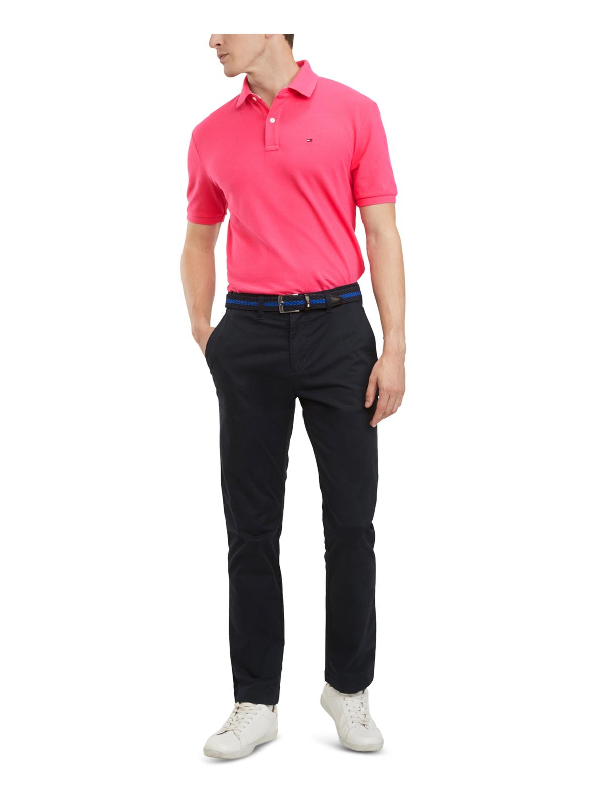 Camisa polo masculina Tommy Hilfiger de algodão com ajuste clássico - rosa, tamanho XXL