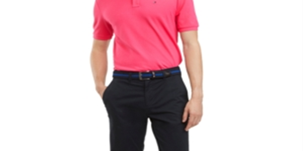 Camisa polo masculina Tommy Hilfiger de algodão com ajuste clássico - rosa, tamanho XXL