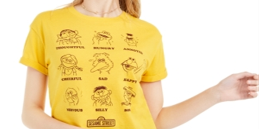 Camiseta Vila Sésamo Mad Engine Junior, tamanho médio, amarela