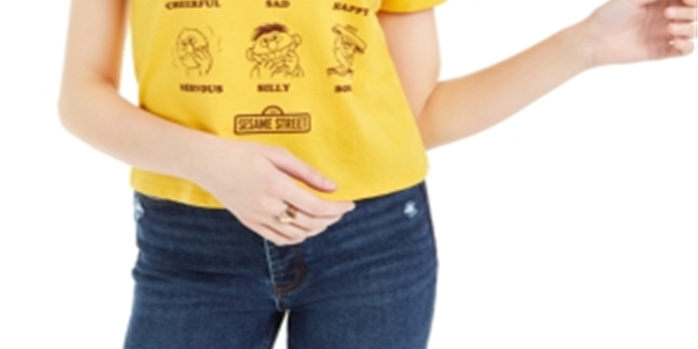 Camiseta Vila Sésamo Mad Engine Junior, tamanho médio, amarela