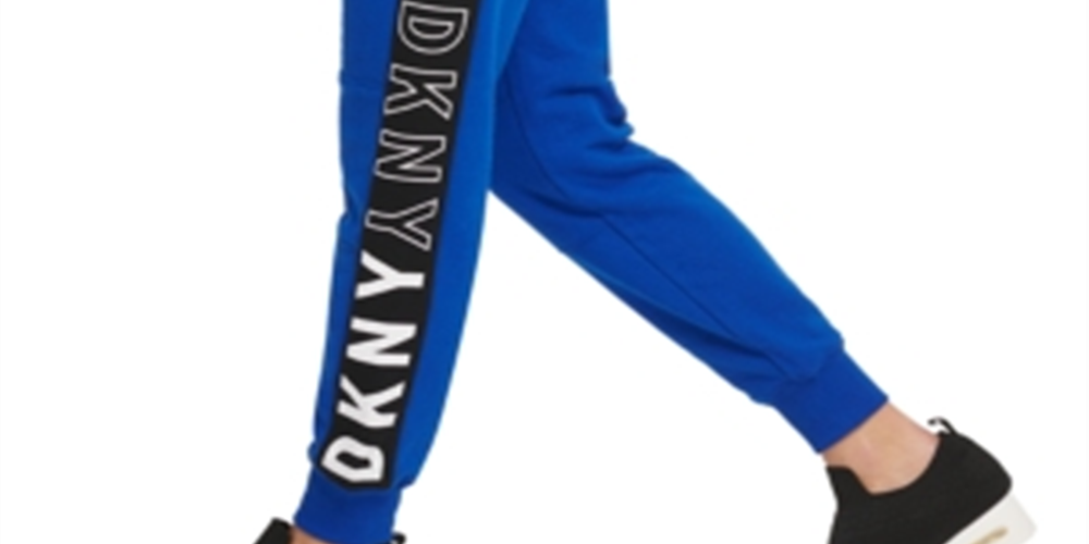 Calça de moletom feminina DKNY Sport Flip Logo Azul, tamanho P