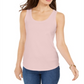 Regata feminina Charter Club Supima Cotton com decote redondo, rosa, tamanho médio