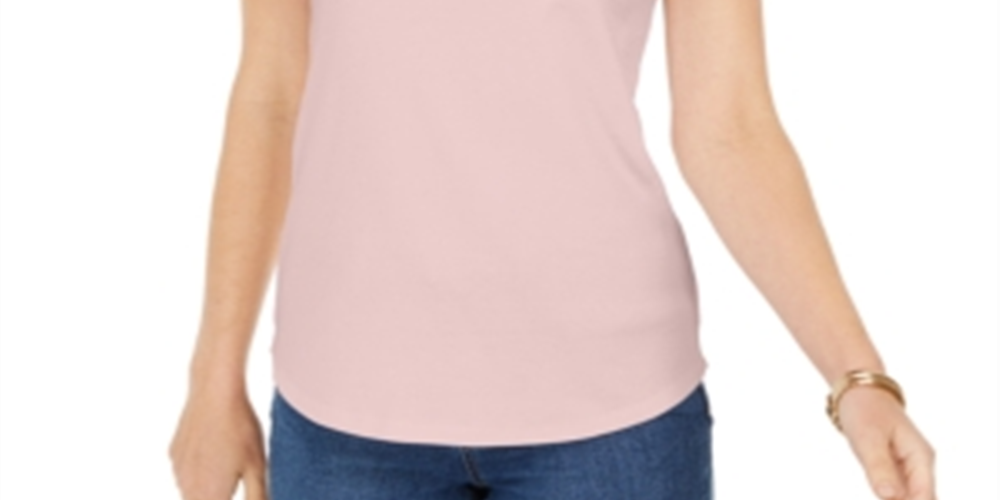 Regata feminina Charter Club Supima Cotton com decote redondo, rosa, tamanho médio