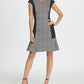Vestido feminino DKNY com babados e estampa de bloco de cores Millenium, preto, tamanho 10