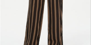 Calça larga listrada com cinto Rewash Junior's, preta, tamanho GG