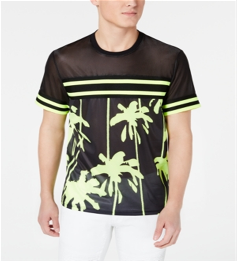 Camisa casual de malha estampada para o verão masculina da INC International Concepts, preta, tamanho XXX-G