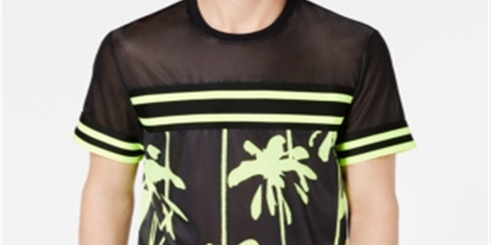 Camisa casual de malha estampada para o verão masculina da INC International Concepts, preta, tamanho XXX-G