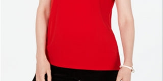 Top feminino Charter Club com decote canoa vermelho XX-G