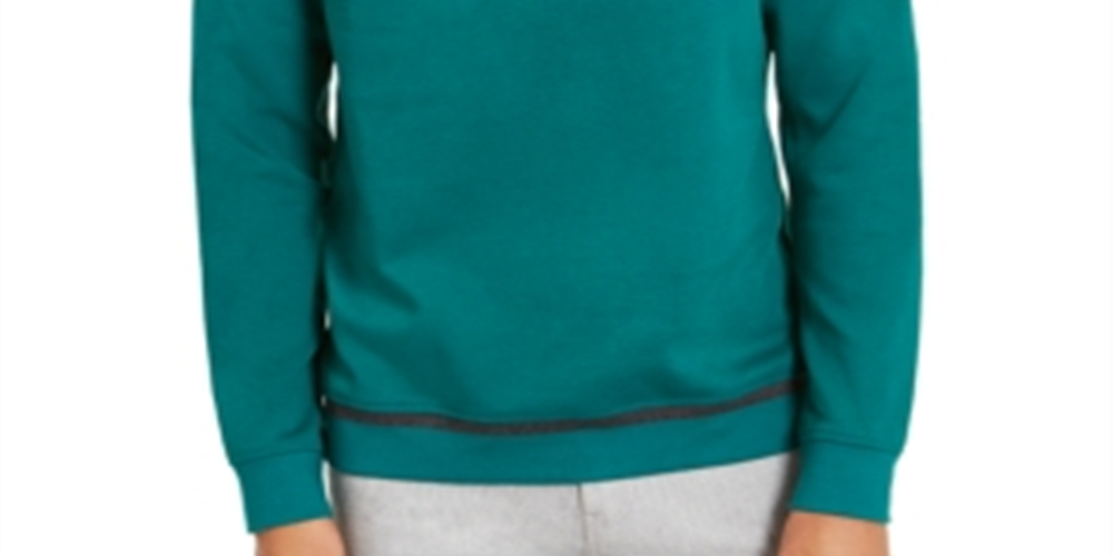 Moletom masculino Alfani de malha com mangas compridas e gola redonda, verde, tamanho médio