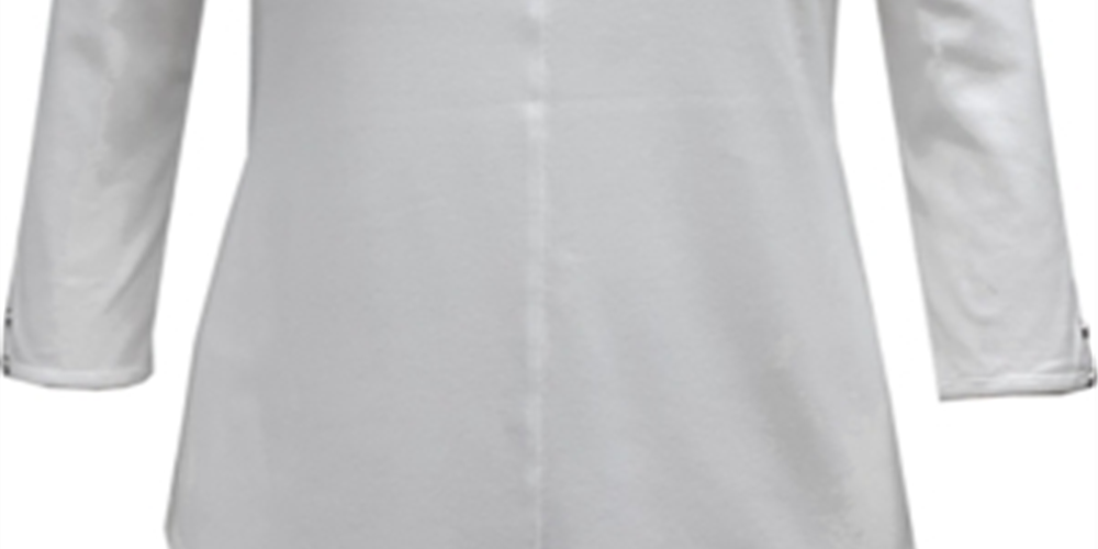 Karen Scott Top Feminino de Algodão Triplo com Abertura de Fechadura, Branco, Tamanho Pequeno