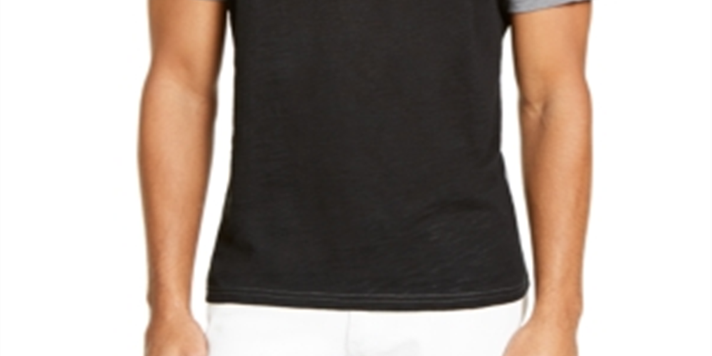 Camiseta masculina com tachas e bloco de cores em couro sintético da INC International Concepts, cinza, tamanho pequeno